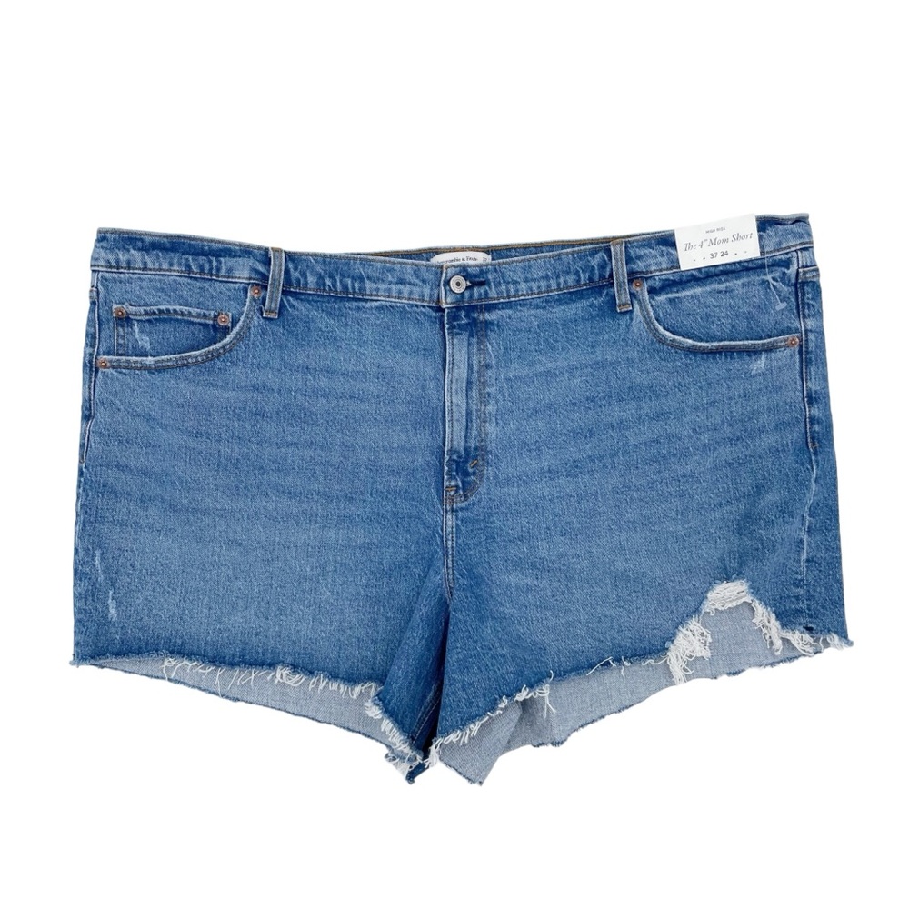 Abercrombie and Fitch The 4" Mom Short High Rise Distressed Denim Plus Size 24